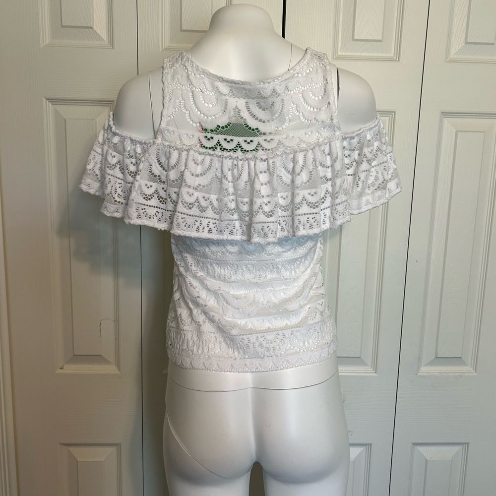 Lilly Pulitzer Resort White Scallop Stripe Lace Top Size XXS - Picture 6 of 10